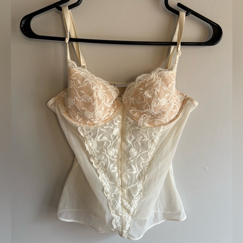 Intimissimi Cream Lace Sheer Bustier Top